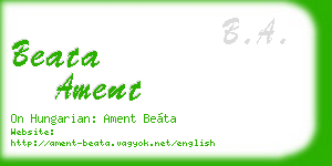 beata ament business card